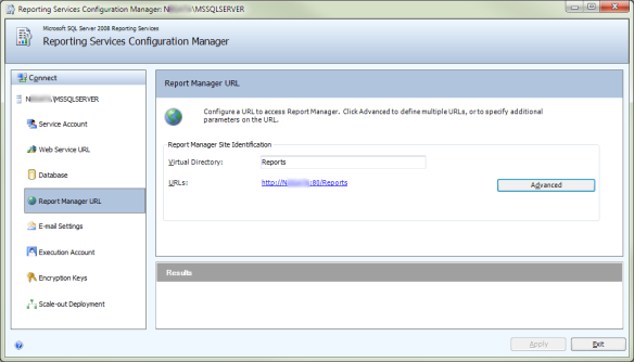 Reporting Services Configuration Manager